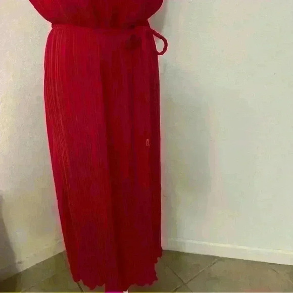 Tahari Arthur S. Levine Designer Pleated Midi Dress with Corded Rope Belt Sz M - Picture 3 of 10